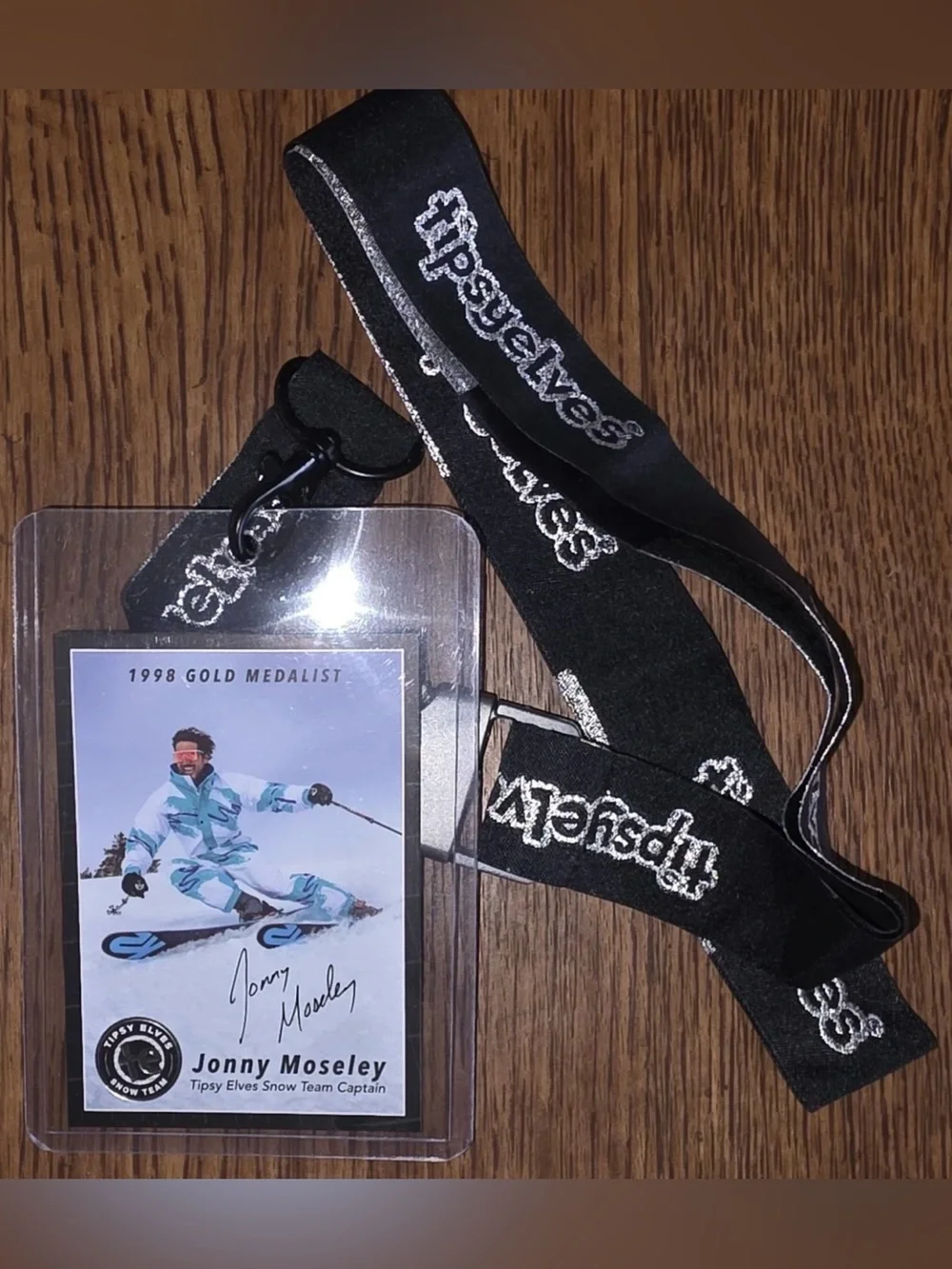 NWT Tipsy Elves Johnny Mosley SKI TEAM Lanyard 1998 Gold Medalist Snow Team Capt